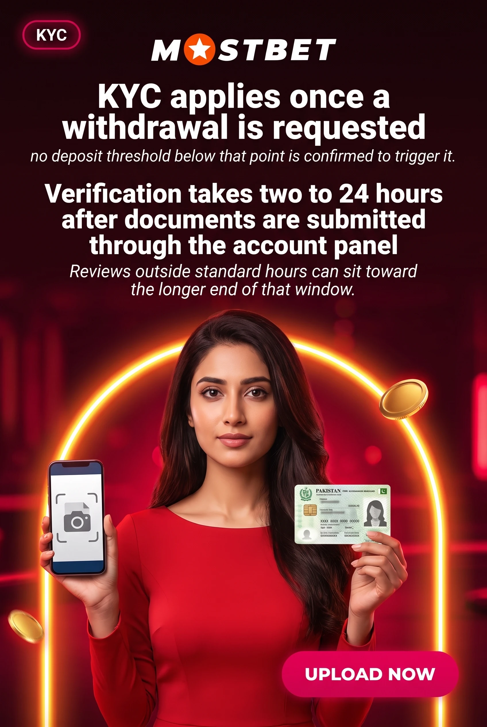 KYC document verification for a Mostbet Pakistan account